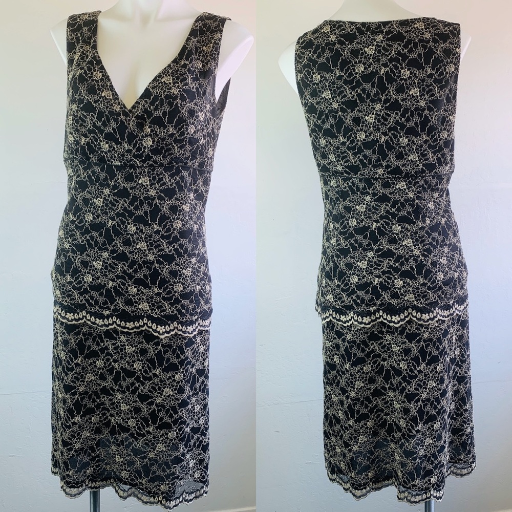 Caslon Black Cream Sleeveless Tank With Skirt M
